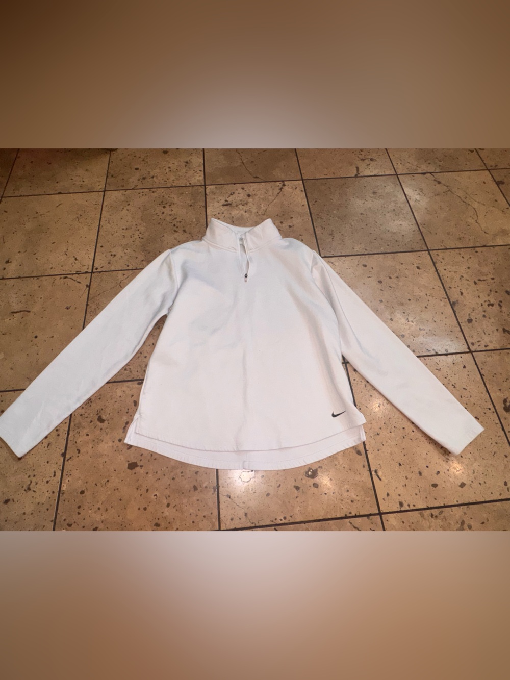 Nike White Half-Zip Pullover with Small Black Swoosh